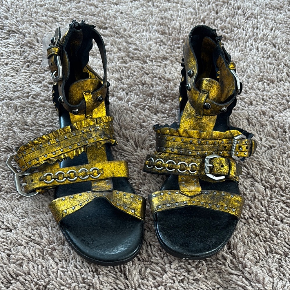 Gold and Black Women's Sandals
